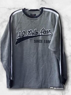Men’s US Polo Association Thermal Jersey Gray Black Warm Size Large